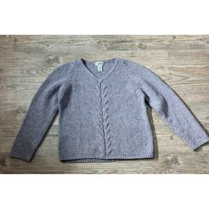 LL Bean M Lambswool Mohair Cable Twist Accent Sweater Classic Preppy Academia